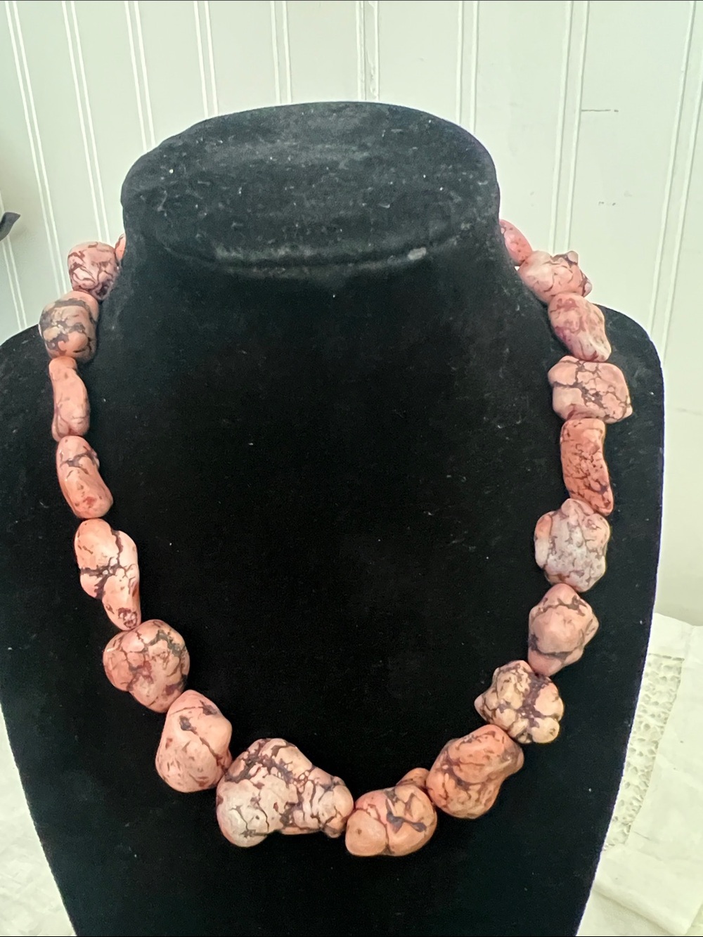 Chunky Pink Stone necklace 18”